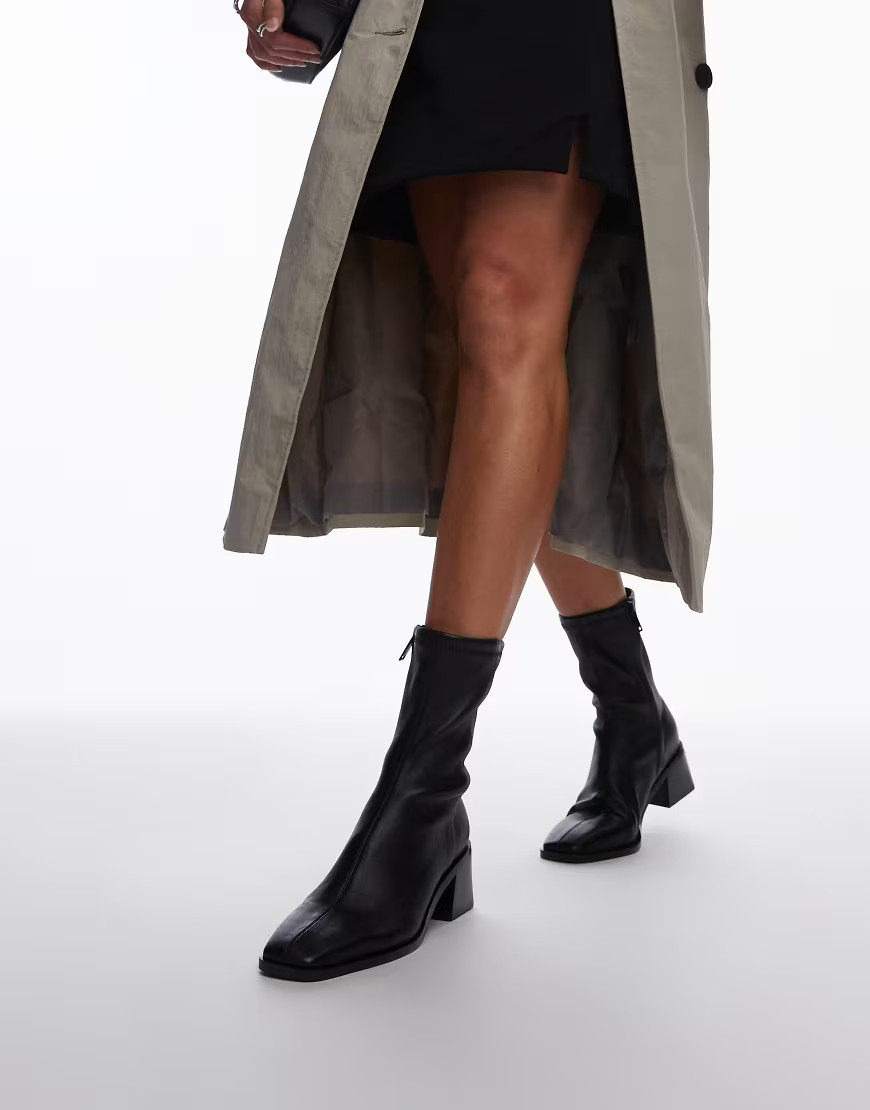 & Other Stories leather biker boots with square toe in brown | ASOS (Global)