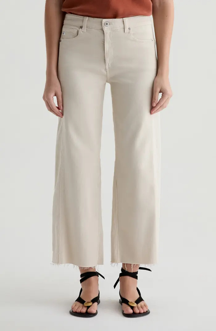 Saige Raw Hem Paneled Ankle Wide Leg Jeans | Nordstrom