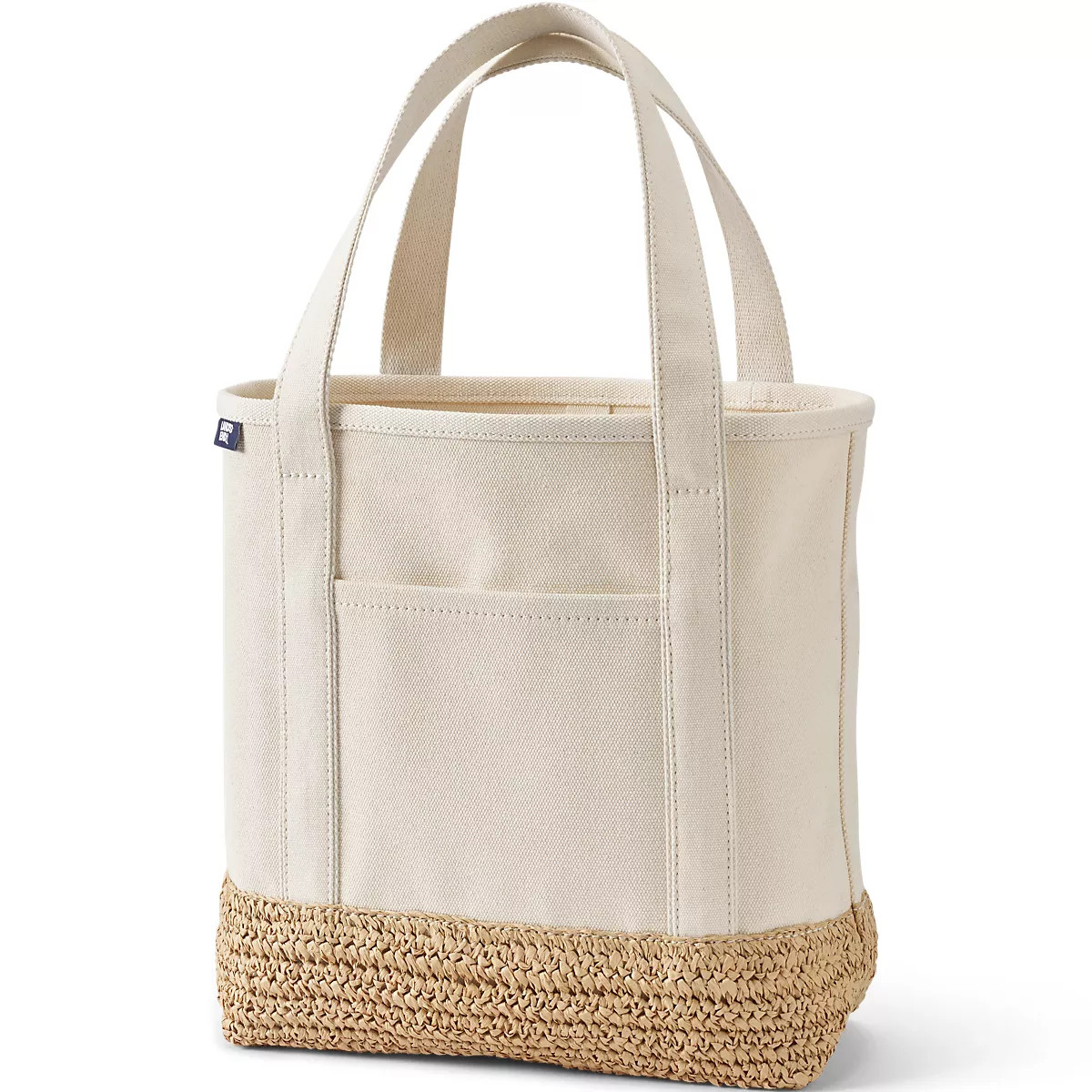 Medium Raffia Open Top Canvas Tote Bag | Lands' End (US)