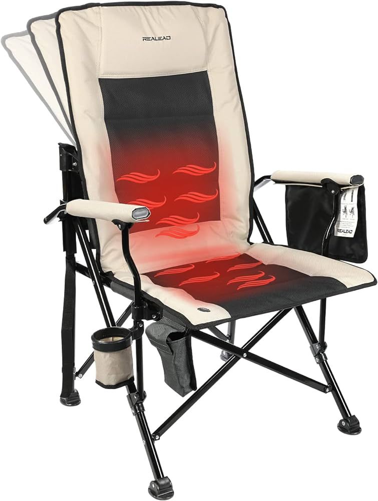 REALEAD Heated Camping Chairs - Fully Padded - Heated Folding Chairs for Outdoor Sports - Support... | Amazon (US)