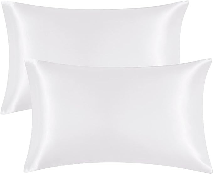 EHEYCIGA Satin Pillowcase for Hair and Skin Silk Pillowcase Set of 2 White Soft Pillow Cases 2 Pa... | Amazon (US)