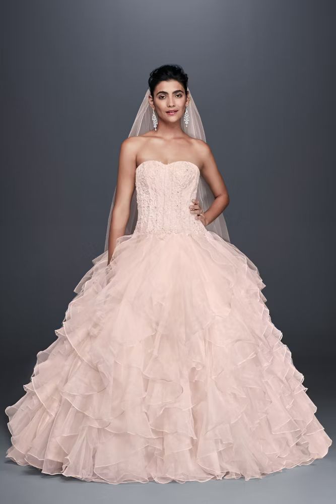 Oleg Cassini Organza Ruffle Skirt Wedding Dress Style 8CWG568 | Davids Bridal
