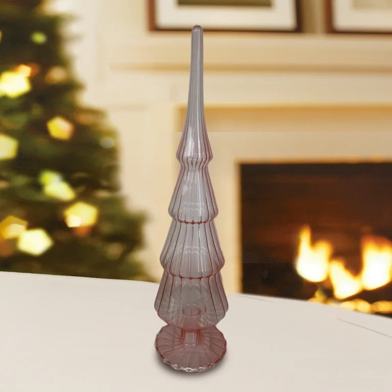 Christmas Pink Glass Tabletop Tree, 13 in, by Holiday Time | Walmart (US)
