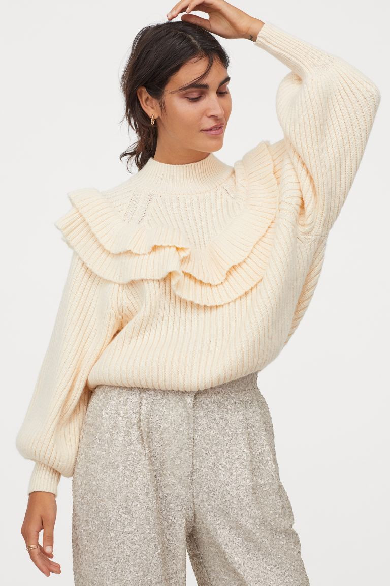 Flounced rib-knit jumper | H&M (UK, MY, IN, SG, PH, TW, HK)