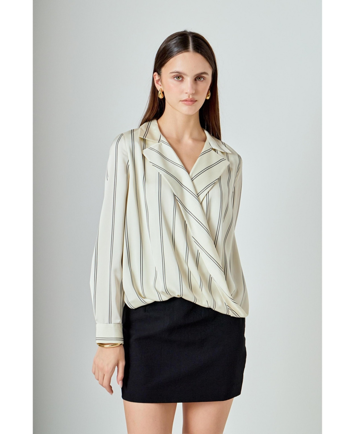 endless rose Women's Striped Wrap Blouse - Ivory stripes | Macy's