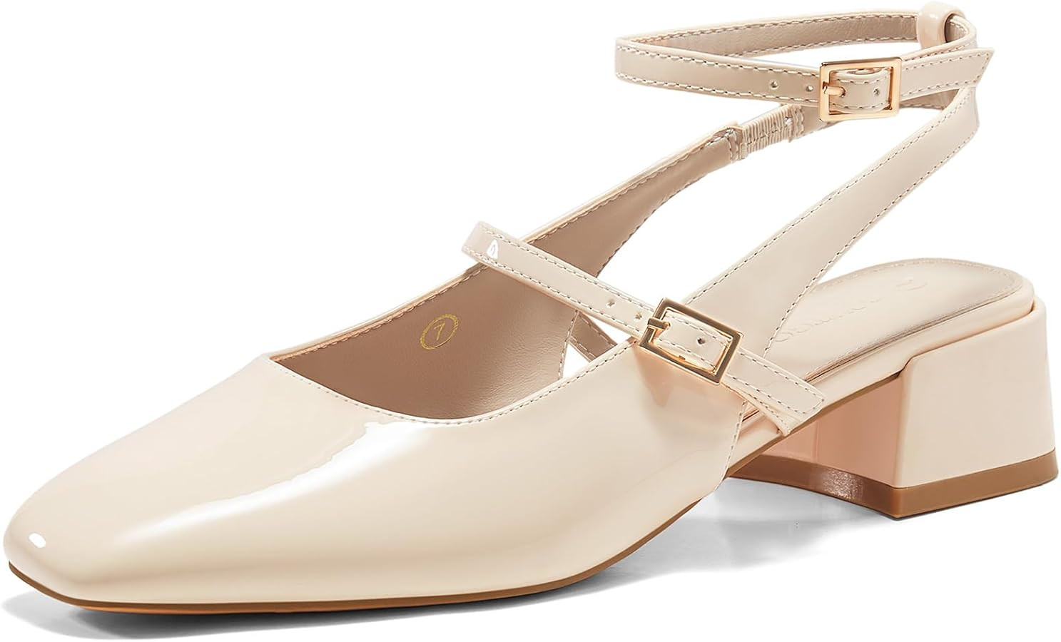 Coutgo Womens Mary Jane Chunky Low Heels Closed Square Toe Ankle Strap Pumps Wedding Party Dress ... | Amazon (US)