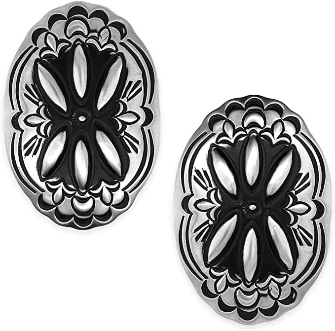Amazon.com: Genuine Oxidized Sterling Silver Statement Earrings, Authentic Navajo Native American... | Amazon (US)