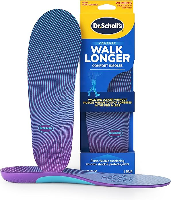 Dr. Scholl's Walk Longer Insoles - Comfortable Plush Foam Cushioning Inserts for Walking, Hiking,... | Amazon (US)