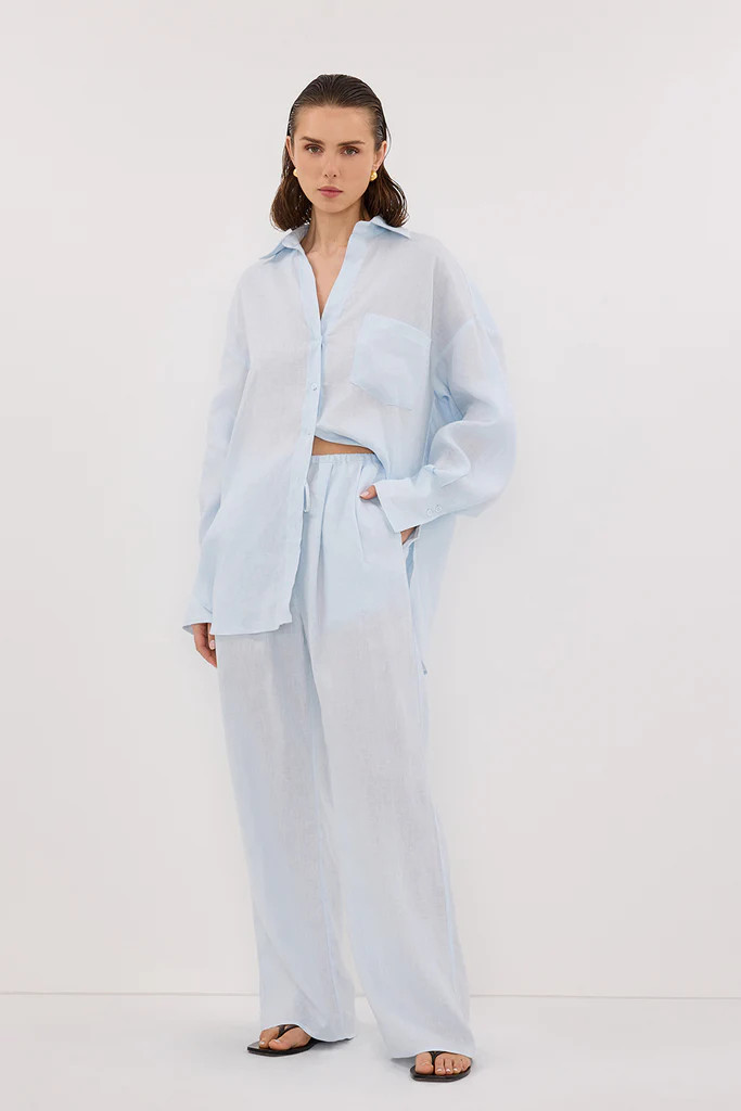 ELLIS ICE BLUE LINEN PANT | DISSH