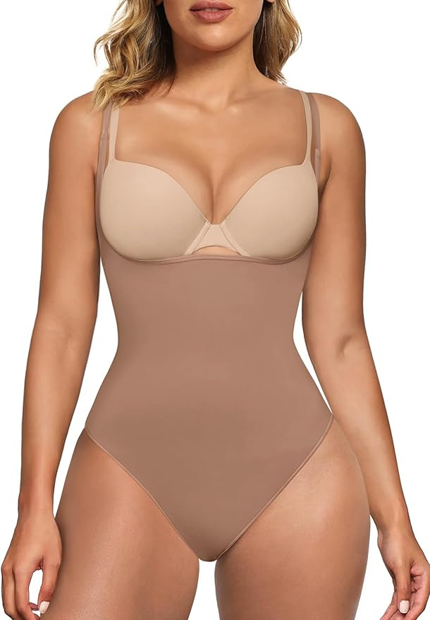 SHAPERX Open Bust Shapewear Tummy Control Bodysuits for Women Seamless Compression High Waisted B... | Amazon (US)