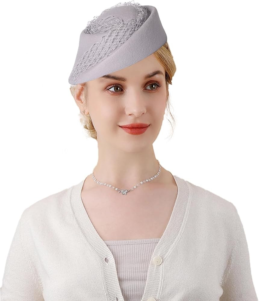 Women's British Style Pillbox Hats Church Derby Wedding Winter Vintage Fascinator Beret, 100% Woo... | Amazon (US)
