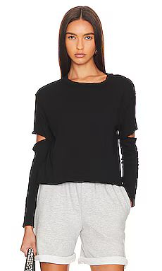 Bobi Elbow Cut Long Sleeve Top in Black from Revolve.com | Revolve Clothing (Global)