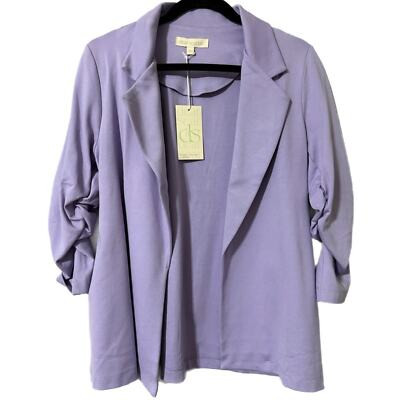 Dear Scarlett small lavender 3/4 blazer ruched sleeves side pockets slim fit NWT | eBay US