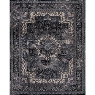 Home Decorators Collection Angora Anthracite 8 ft. x 10 ft. Medallion Area Rug 27337 - The Home D... | The Home Depot