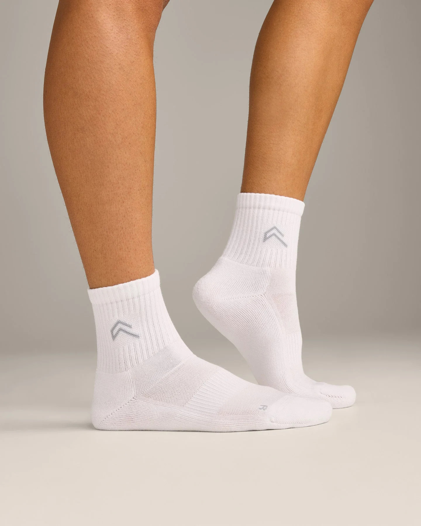 Mid Crew Socks 3 Pack with Grey Logo 
 White | Oner Active (UK / US)