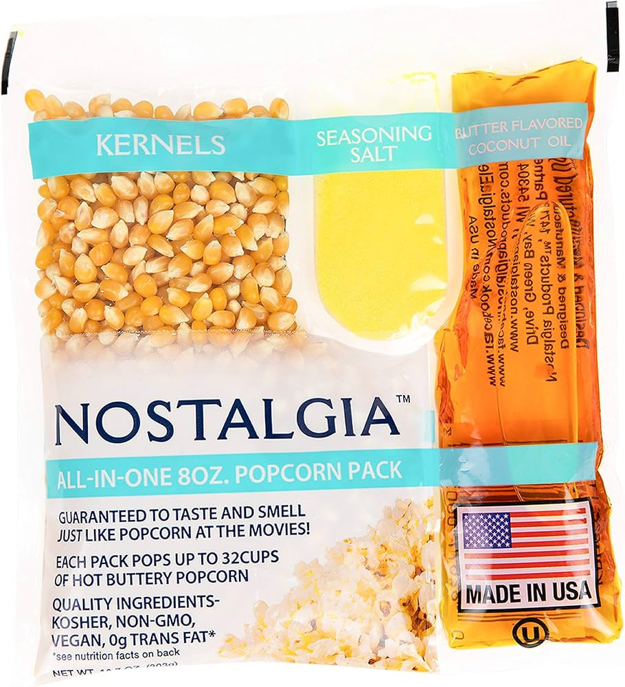 Nostalgia Movie Theater Style Popcorn Packets for Popcorn Machine, All-in-One Popcorn Kernels, Co... | Amazon (US)