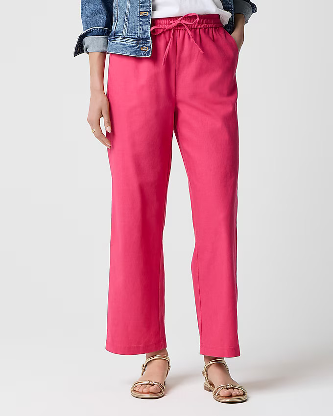 Linen-blend slim wide-leg drawstring pant | J.Crew Factory