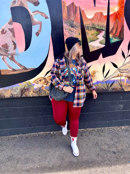 ✨SIZING•PRODUCT INFO✨
⏺ Def Leppard Band Tee •• Men’s XL @walmart 
⏺ Black Sunglasses @walmart 
⏺ Cranberry Red Leggings •• XL •• TTS @walmartfashion 
⏺ Hooded Flannel Shirt •• Men’s large @walmart 
⏺ Red Frilly Crew Socks •• linked similar 
⏺ @converse high tops •• linked similar 
⏺ Dope Beanie •• linked similar 
⏺ Dark Denim Hobo Bag @walmartfashion 

#walmart #walmartfashion #walmartstyle walmart finds, walmart outfit, walmart look  #spring #springstyle #springoutfit #springoutfitidea #springoutfitinspo #springoutfitinspiration #springlook #springfashion #springtops #springshirts #springsweater #converse #shoes #sneakers #hightops #high #tops #hitops #converseshoes #conversesneakers #conversehightops #chucks #chuck #converseoutfit #converseoutfitidea #outfit #inspo #converseinspo #conversestyle #stylingconverse #sneakerstyle #sneakerfashion #sneakeroutfit #sneakerinspo #ltkshoes #conversefashion #sneakersfashion #street #style #high #street #streetstyle #highstreet  #sneakersfashion #sneakerfashion #sneakersoutfit #tennis #shoes #tennisshoes #sneakerslook #sneakeroutfit #sneakerlook #sneakerslook #sneakersstyle #sneakerstyle #sneaker #sneakers #outfit #inspo #sneakersinspo #sneakerinspo #sneakerinspiration #sneakersinspiration #graphic #tee #graphictee #graphicteeoutfit #tshirt #graphictshirt #t-shirt #band #bandtee #graphicteelook #graphicteestyle #graphicteefashion #graphicteeoutfitinspo #graphicteeoutfitinspiration #leggings #style #inspo #fashion #leggingslook #leggingsoutfit #leggingstyle #leggingsoutfitidea #leggingsfashion #leggingsinspo #leggingsoutfitinspo
#under10 #under20 #under30 #under40 #under50 #under60 #under75 #under100 #edgy #style #fashion #edgystyle #edgyfashion #edgylook #edgyoutfit #edgyoutfitinspo #edgyoutfitinspiration #edgystylelook 
#affordable #budget #inexpensive #size14 #size16 #size12 #medium #large #extralarge #xl #curvy #midsize #pear #pearshape #pearshaped
budget fashion, affordable fashion, budget style, affordable style, curvy style, curvy fashion, midsize style, midsize fashion


#LTKmidsize #LTKstyletip #LTKfindsunder50