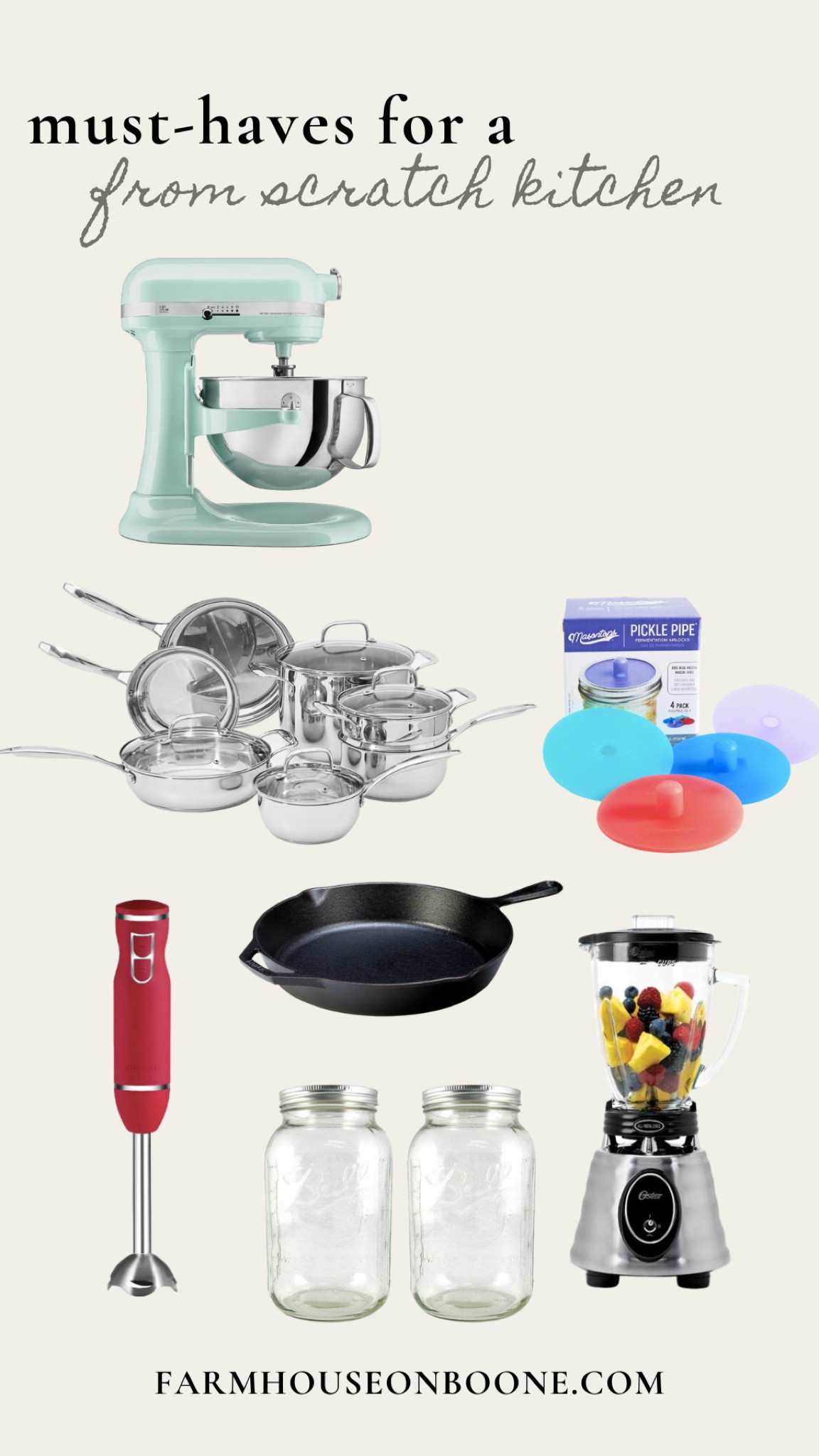 Kitchen must haves, from scratch kitchen, from scratch kitchen must haves, Amazon kitchen, Amazon kitchen must haves, cast iron, stainless steel, fermenting lids, immersion blender, stand mixer, blender, mason jars 

#LTKunder100 #LTKfamily #LTKhome