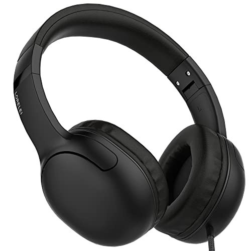 LORELEI E5 Wired Headphones for Kids Foldable & 3.5mm Jack Tangle Free Nylon Wire Stereo On Ear Headsets for Kids/Children/School/Tablet/Ipad/Kiddle/Plane (Space Black) | Amazon (US)