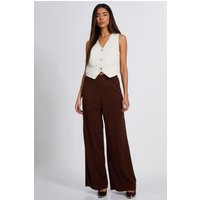 Womens Brown High Waist Wide Leg Trousers - 10 | NastyGal UK
