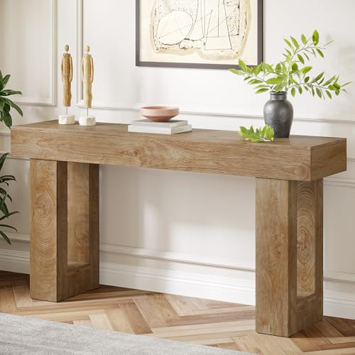 Tribesigns Farmhouse Console Table, 63-Inch Long Narrow Sofa Table Behind The Couch, Wooden Rectangular Entryway Table for Entrance, Hallway, Living Room (Natural) | Amazon (US)