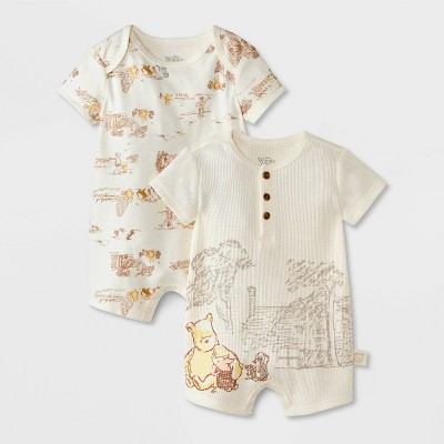 Baby 2pk Disney Winnie the Pooh Collection Romper - Beige 12M | Target