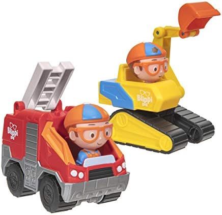 Blippi Mini Vehicles, Including Excavator and Fire Truck, Each with a Character Toy Figure Seated... | Amazon (US)