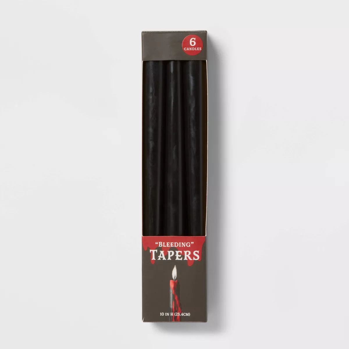 6pk 10'' Bleeding Taper Candles Black - Threshold™ | Target