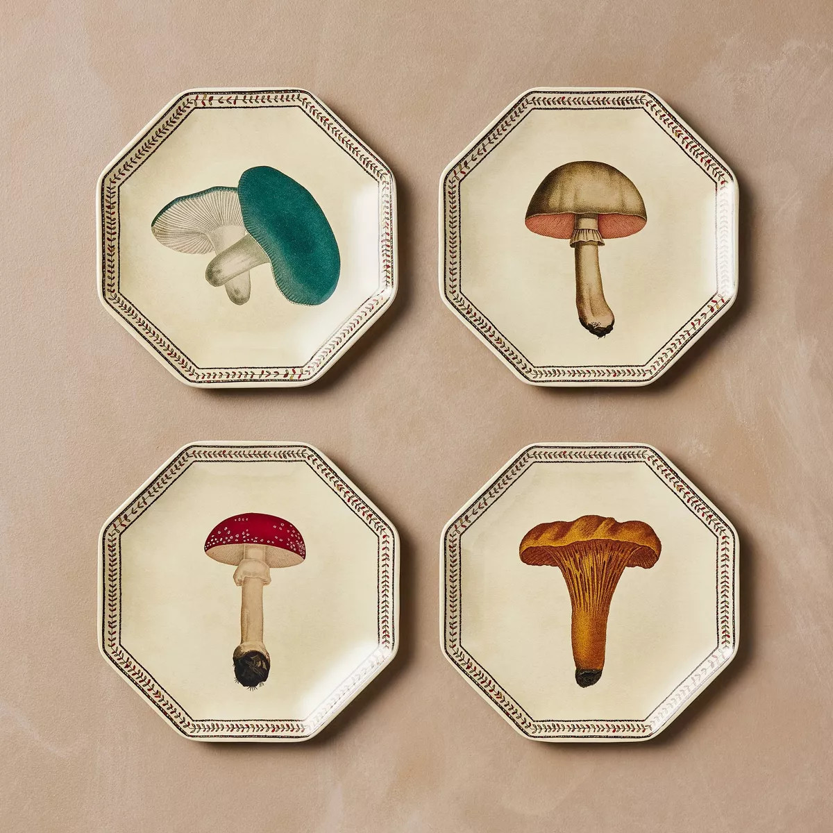 4pc Assorted Fall Mushroom Appetizer Plates - John Derian for Target | Target