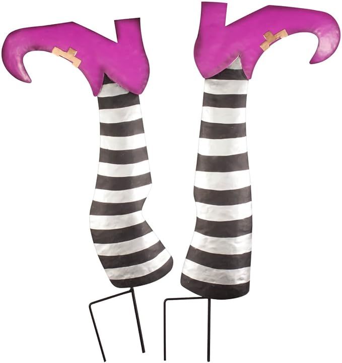 Upside Down Metal Witch Legs Ground Stakes, Made of Durable Metal, Outdoor Halloween Décor - Set... | Amazon (US)