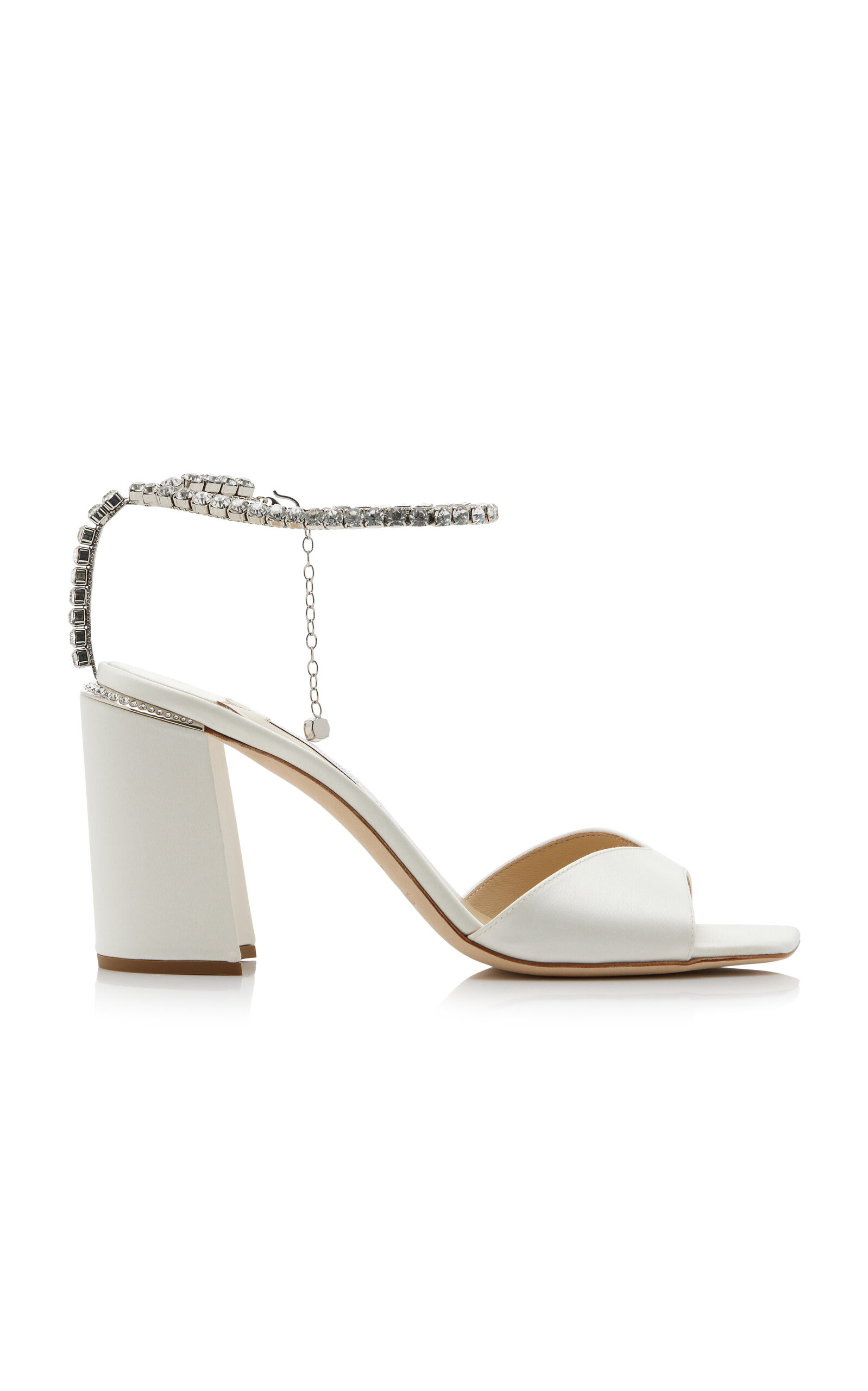 Saeda Crystal-Chain Satin Sandals | Moda Operandi (Global)