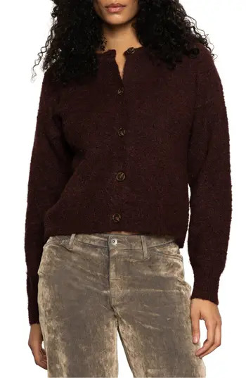 Sanctuary Bouclé Cardigan in Dark Crimson Red at Nordstrom Rack, Size Large | Nordstrom Rack