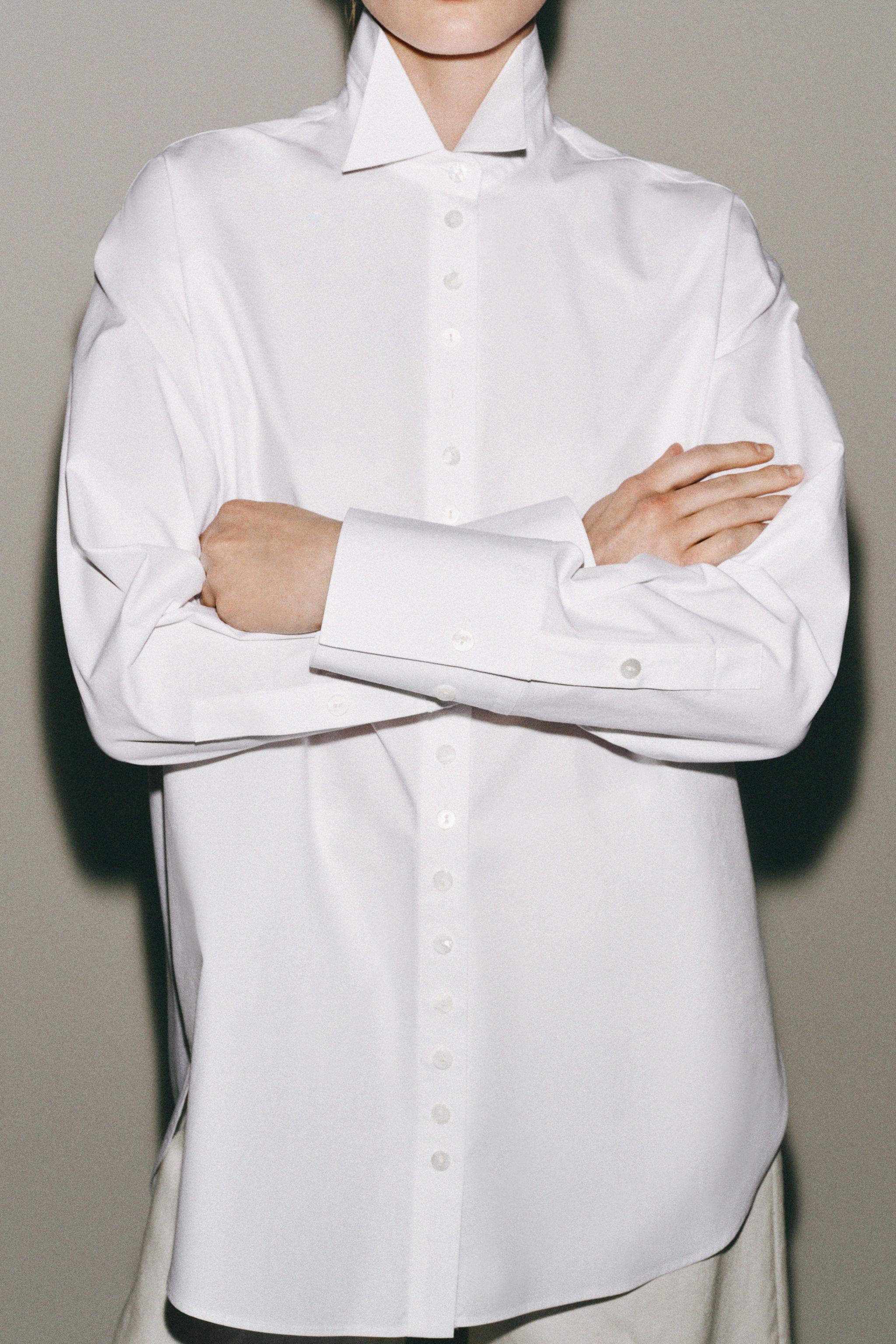 ZW COLLECTION POPLIN SHIRT WITH BUTTONS | Zara Canada