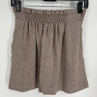 J. Crew Tweed Mini Skirt 2 Herringbone Wool Blend A Line Brown Cream Paper Bag | eBay US