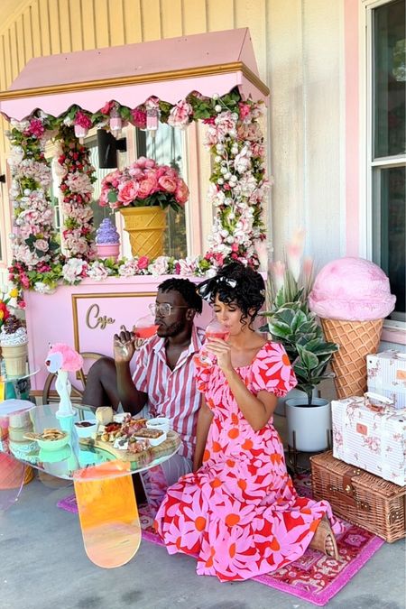 Ice cream themed indoor outdoor picnic on the patio with our ice cream cart, picnic basket, iridescent table pink more! Also wearing one of my favorite OOTDs - floral midi dress, black floral bandana head scarf and Seychelles sandals 

- modern home decor, home styling, home ideas, best outdoor design, home accessories, furniture, house decor, fall decor, holiday decor, home accents, home styling, home design, home improvement

#LTKhome #LTKfindsunder50 #LTKparties #LTKGiftGuide #LTKfindsunder100 #LTKsalealert #LTKstyletip