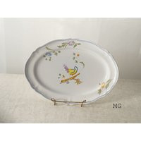 Vintage France Longchamp Perouges Bird Floral Oval Serving Platter Dish Plate | Etsy (US)