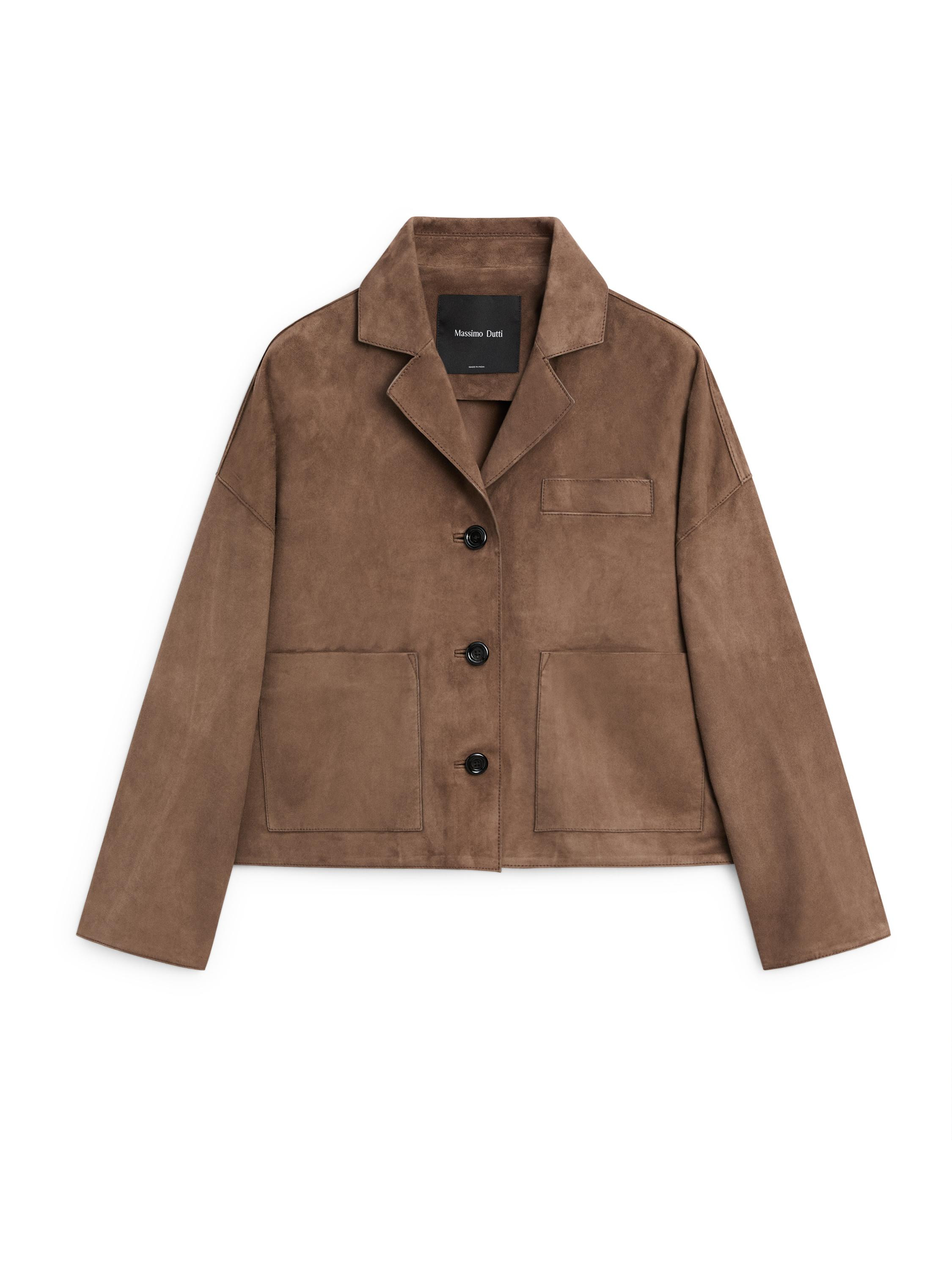 Flowing suede leather jacket - MOLE BROWN | Massimo Dutti FR