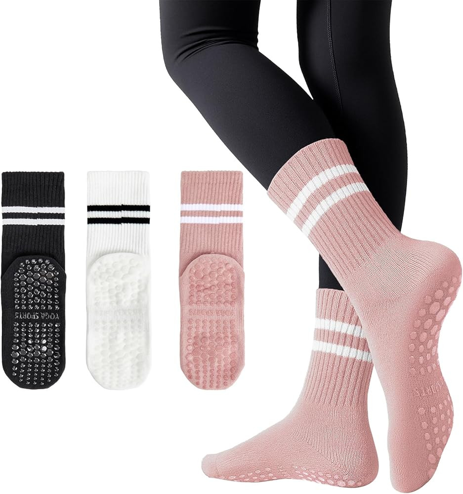 American Trends Pilates Socks with Grips for Women Yoga & Barre - Non Slip | Amazon (US)