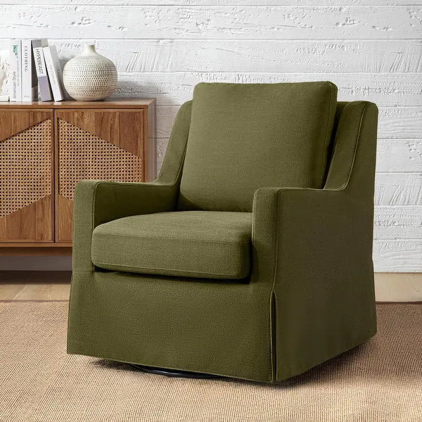HULALA HOME Stan Farmhouse Slipcover Rocking Swivel Chair - Moss | Bed Bath & Beyond