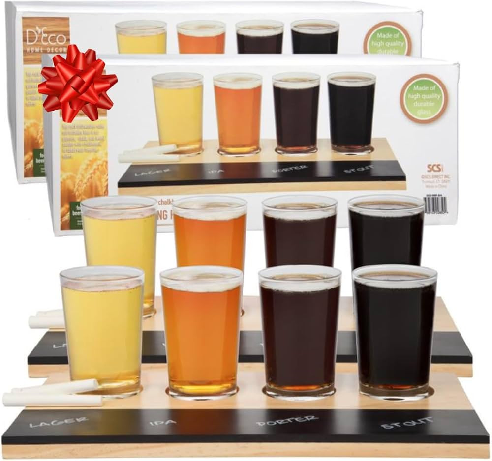 D'Eco Beer Tasting Flight Sampler Boards (2 Pack)- Set Includes Eight 6 oz Pilsner Craft Brew Gla... | Amazon (US)