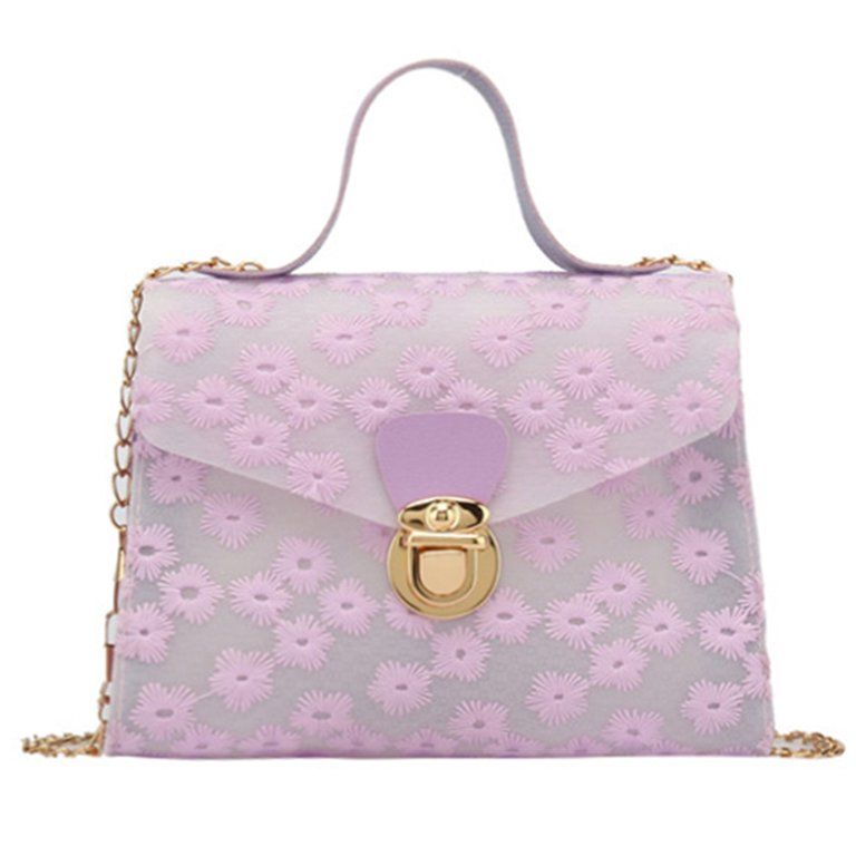 SHUWND Fashion Women PU Daisy Pattern Shoulder Bag Casual Chain Handbags (Purple) | Walmart (US)