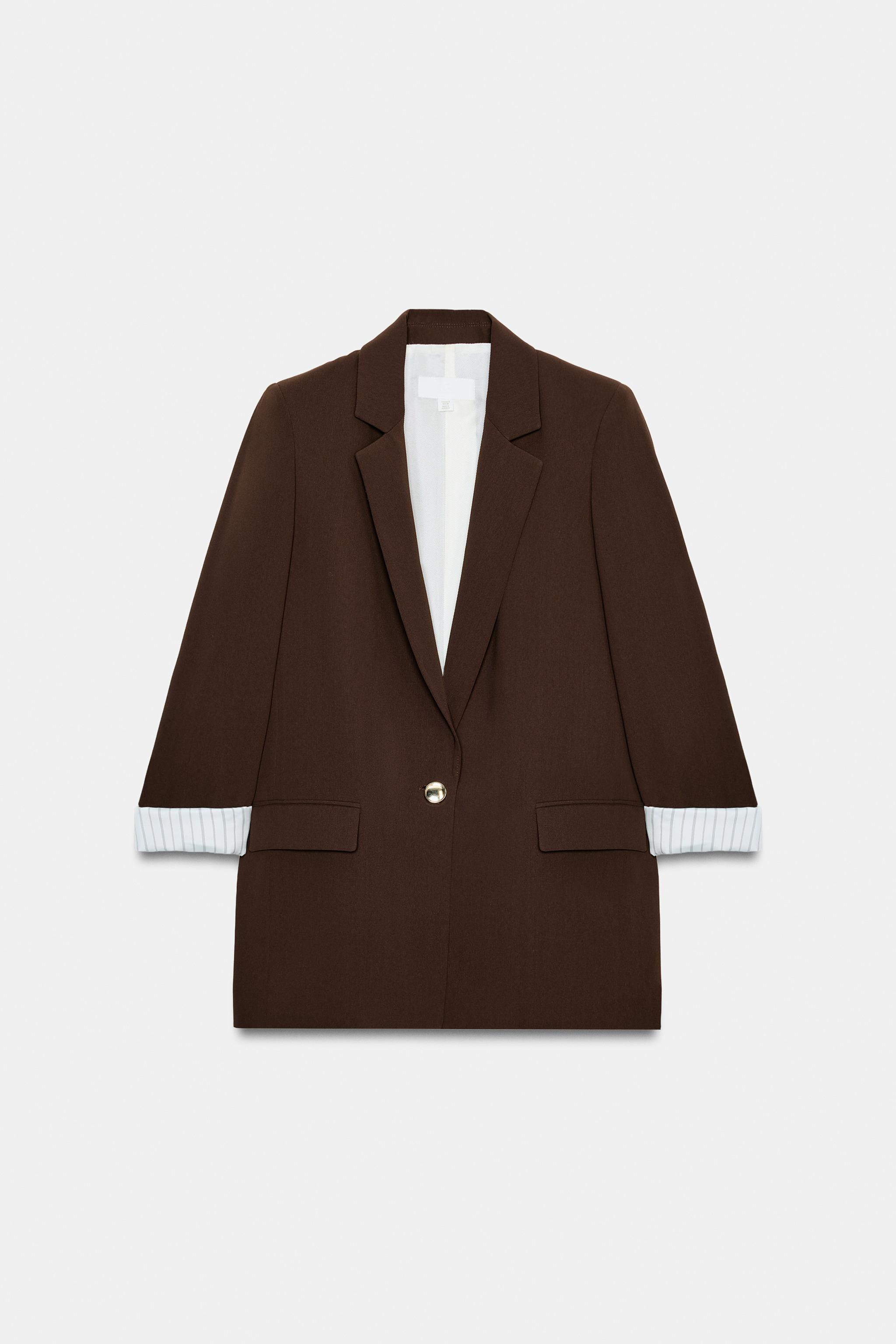 BLAZER WITH ROLLED-UP PRINTED CUFFS | Zara UK