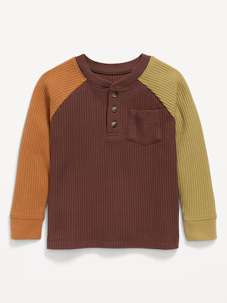 Long-Sleeve Henley Waffle-Knit Pocket T-Shirt for Toddler Boys | Old Navy | Old Navy (US)