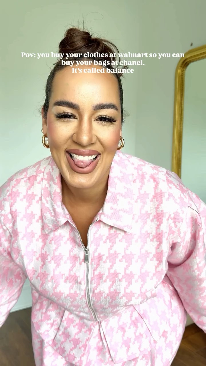 My husband rolls his eyes at me for wearing my walmart clothes with my Chanel bag but I think it elevates it🤷🏽‍♀️ What do you guys think? 

Under $50 walmart size 16 free assembly budget finds pink set preppy spring mothers day