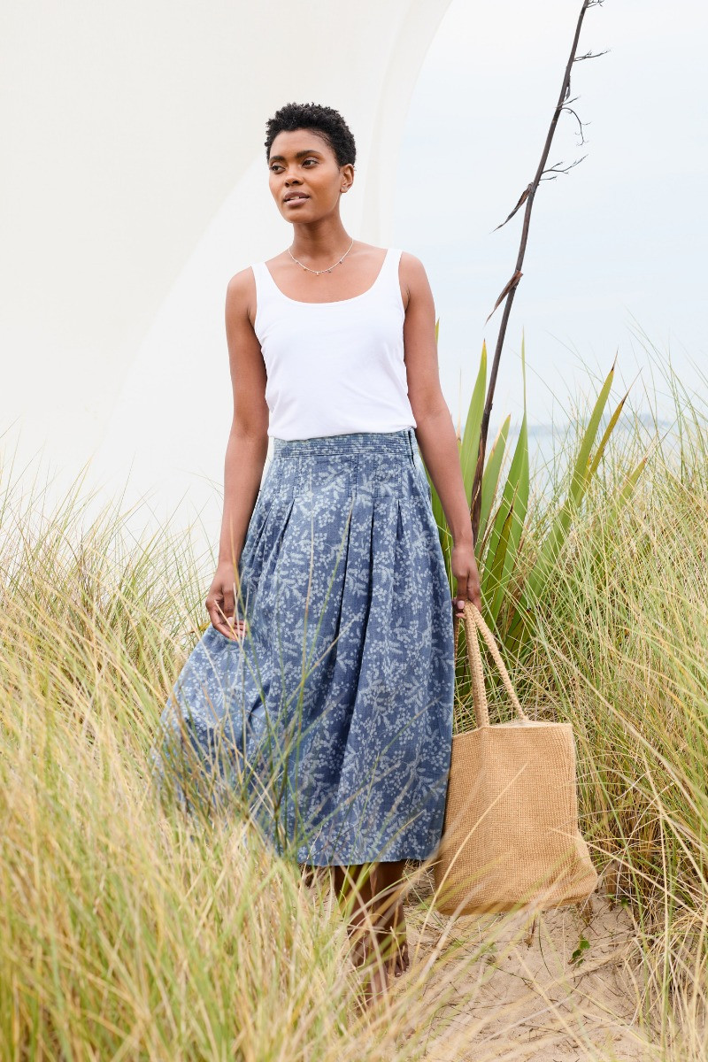 Jamboree Chambray Midi Skirt | Seasalt Cornwall