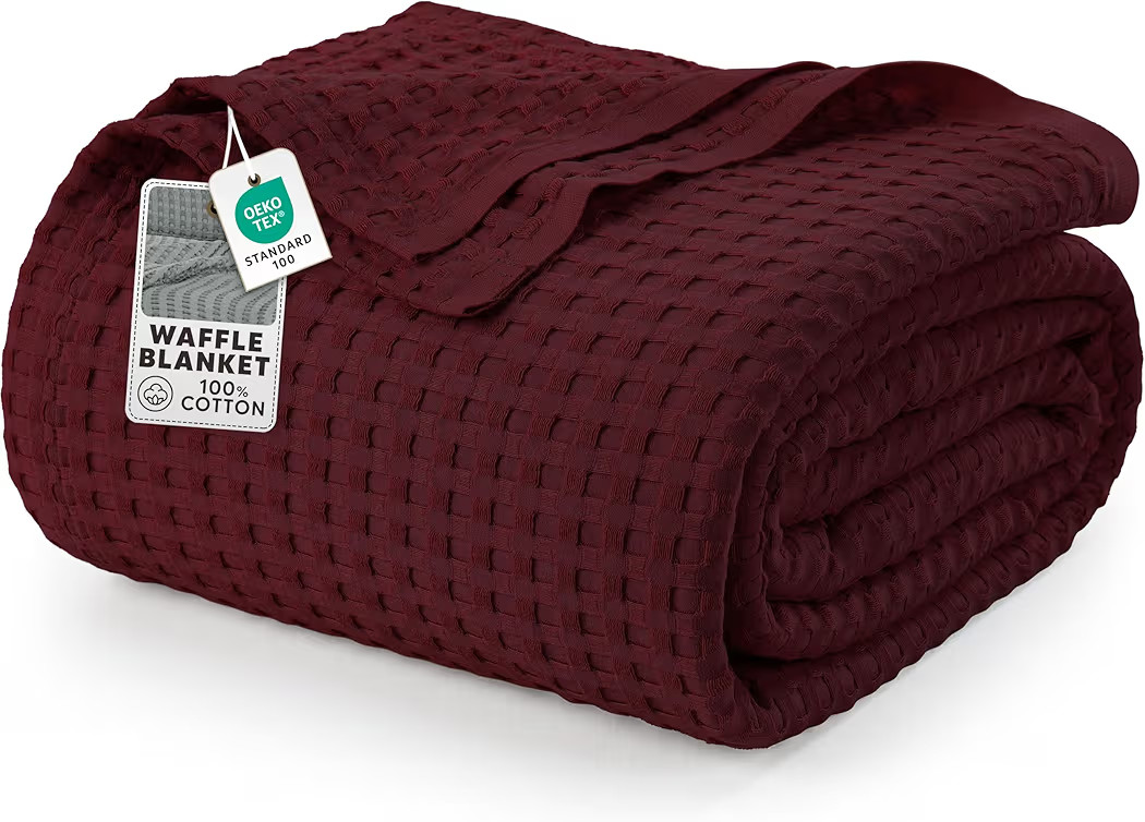 Utopia Bedding Burgundy 100% Cotton Waffle Blanket 300 GSM [King - 90x108 Inch] Soft Lightweight ... | Amazon (US)