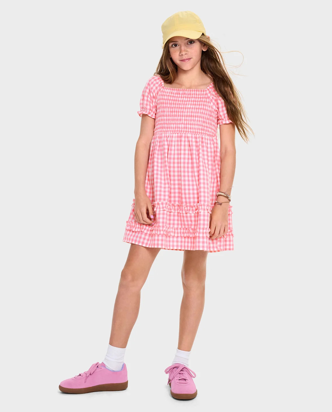 Girls Mommy And Me Gingham Poplin Smocked Ruffle Dress - pink | The Children's Place