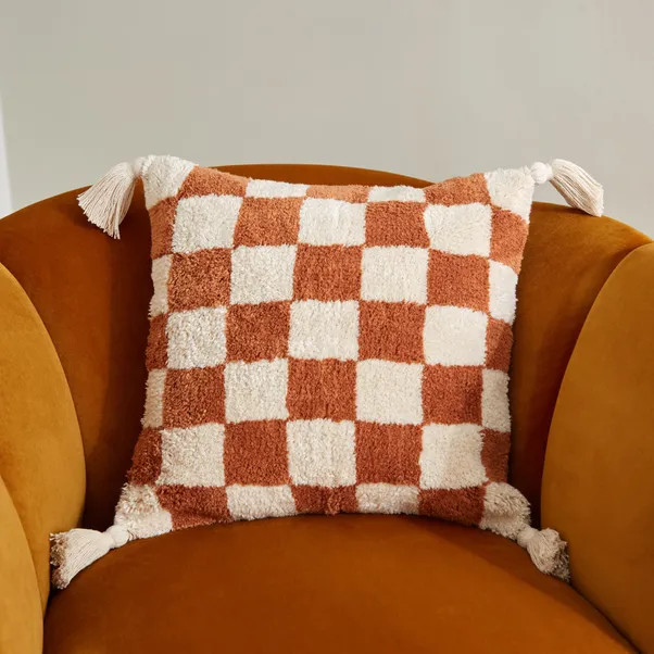 Artisan Checkerboard Butterscotch Cushion Cover | Dunelm (migrated)