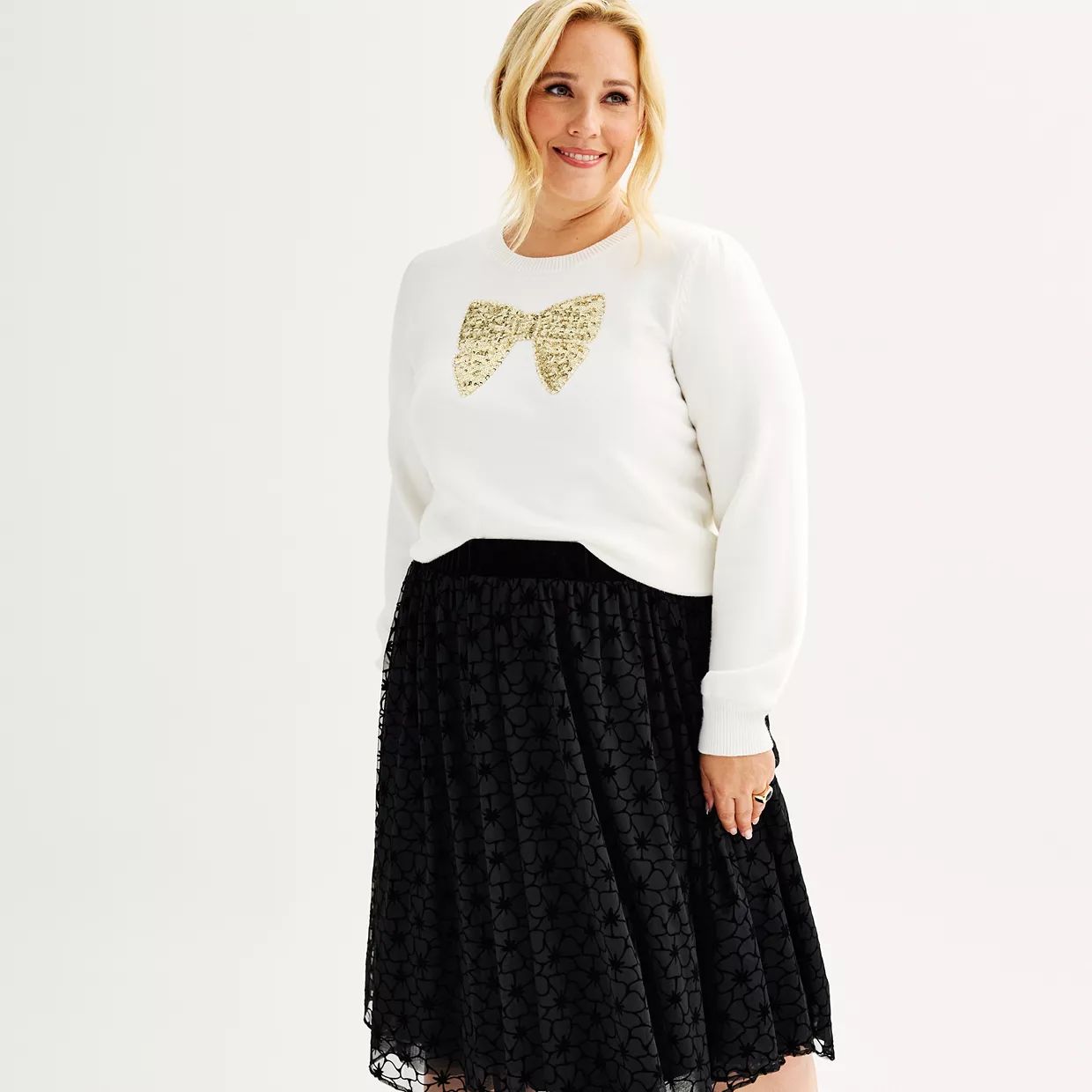 Plus Size DRAPER JAMES RSVP™ Bow Motif Pullover Sweater | Kohl's